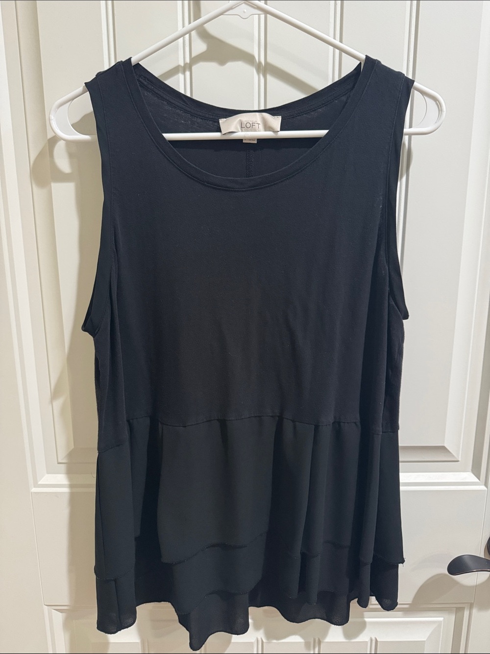 LOFT Black Tiered Sleeveless peplum top